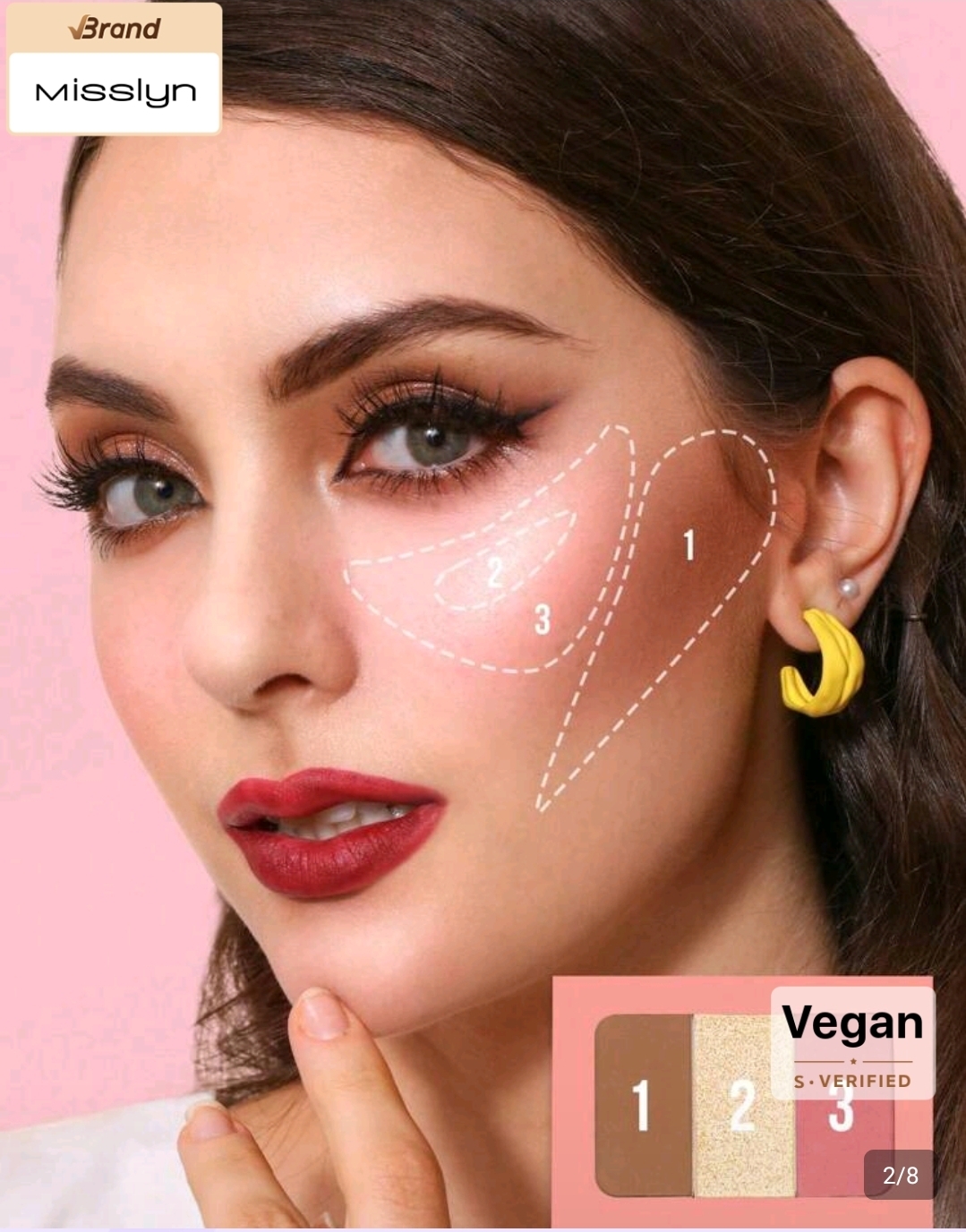 پالت سه تایی رژگونه هایلایتر و کانتور میسلین misslyn
